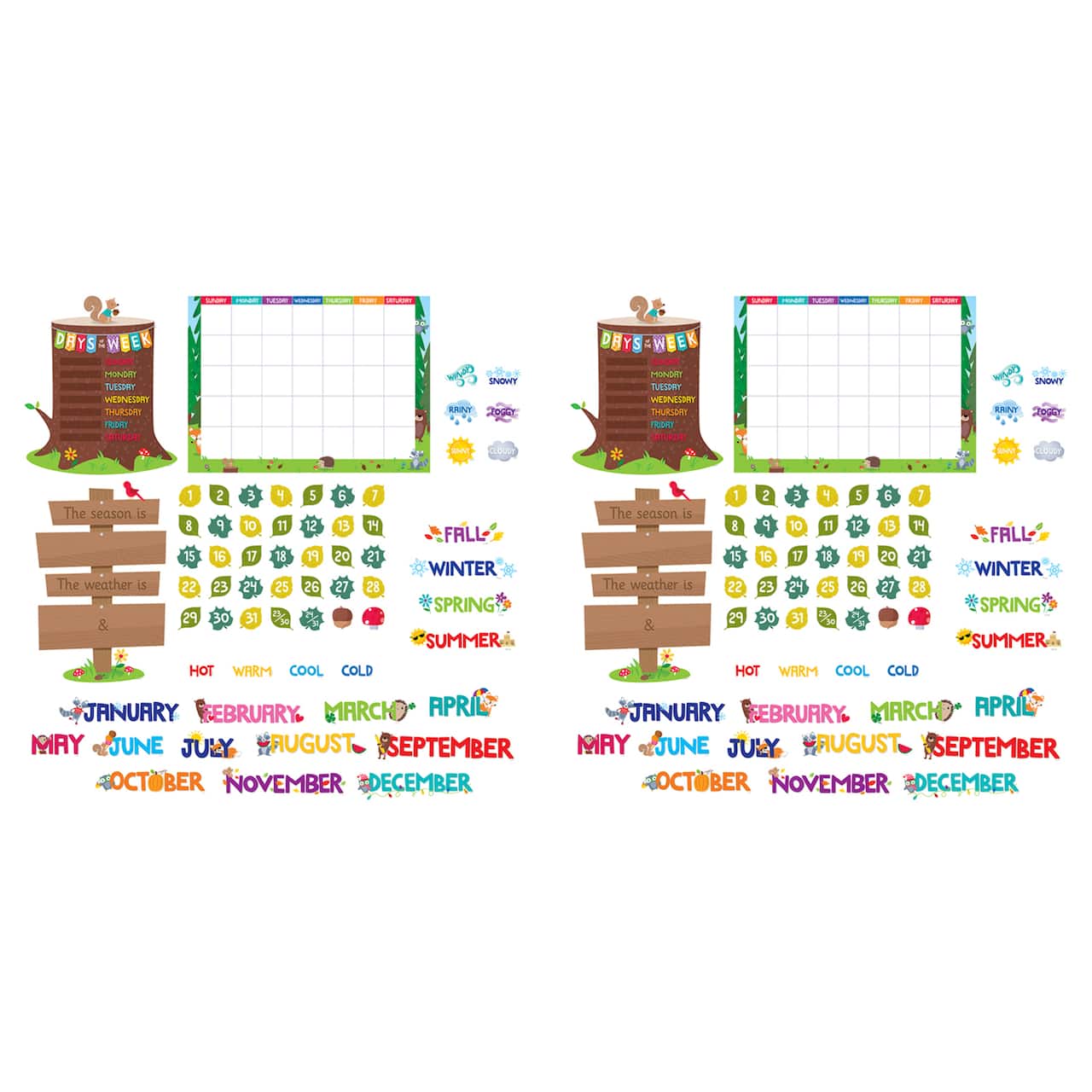 Creative Teaching Press Woodland Friends Calendar Bulletin Board Set, 2 Sets of 134